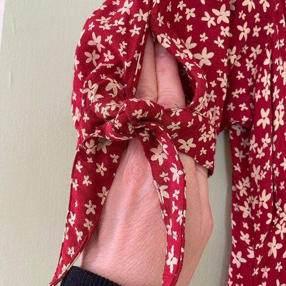 Able Simone Midi dress red flower print XS viscose - Picture 4 of 7